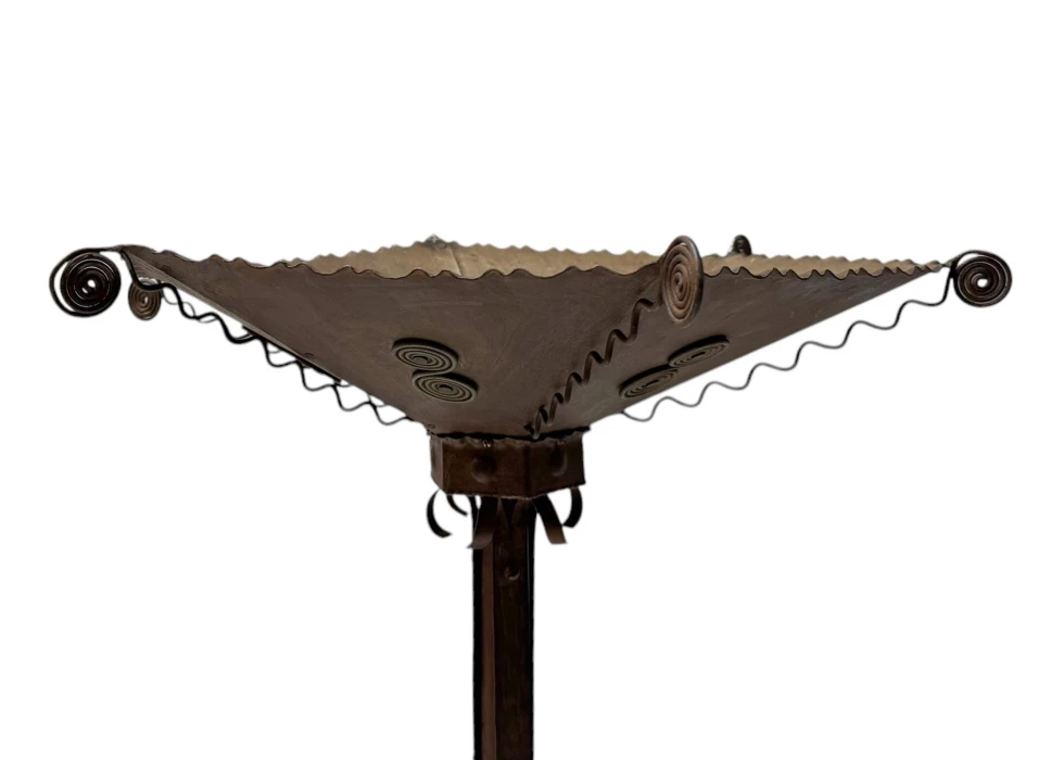 Art Deco Patinated Wrought Iron Floor Lamp, 1930s